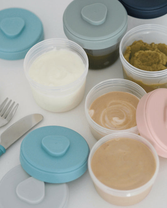 Beaba Starter Food Storage Container-Airtight Interlocking Stackable Container-Microwave & Freezer Safe-Assorted Color-Pack of 6