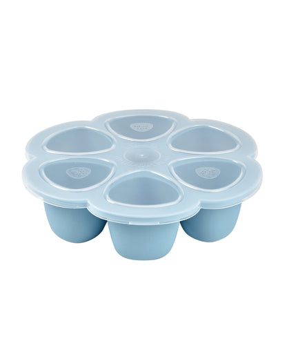 Beaba Silicone Multiportion Tray-Food Jar-Airtight Lid-Freezer & Microwave Safe-Windy Blue