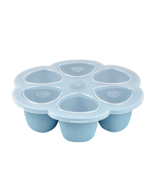 Beaba Silicone Multiportion Tray-Food Jar-Airtight Lid-Freezer & Microwave Safe-Windy Blue