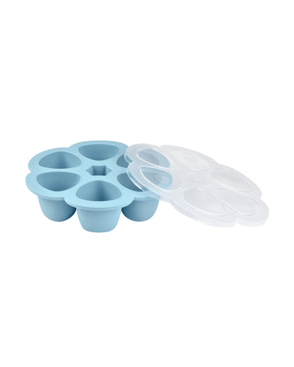 Beaba Silicone Multiportion Tray-Food Jar-Airtight Lid-Freezer & Microwave Safe-Windy Blue
