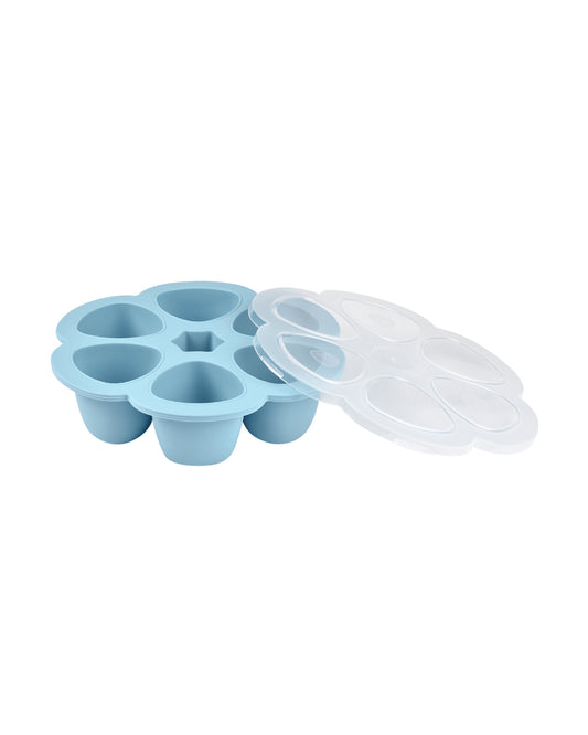 Beaba Silicone Multiportion Tray-Food Jar-Airtight Lid-Freezer & Microwave Safe-Windy Blue