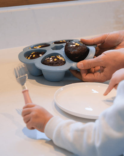 Beaba Silicone Multiportion Tray-Food Jar-Airtight Lid-Freezer & Microwave Safe-Windy Blue