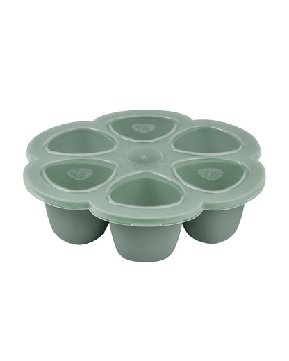 Beaba Silicone Multiportion Tray-Food Jar-Airtight Lid-Freezer & Microwave Safe-Sage Green