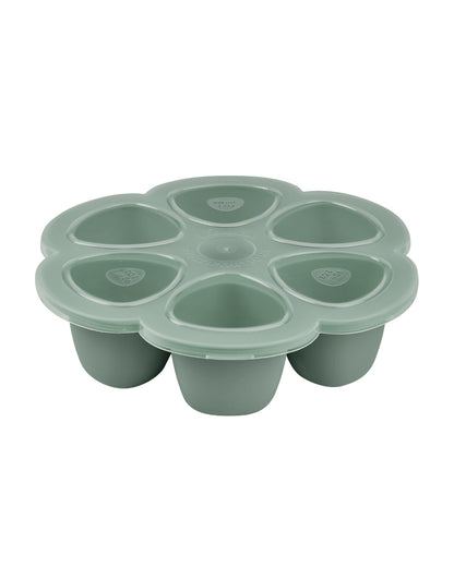 Beaba Silicone Multiportion Tray-Food Jar-Airtight Lid-Freezer & Microwave Safe-Sage Green