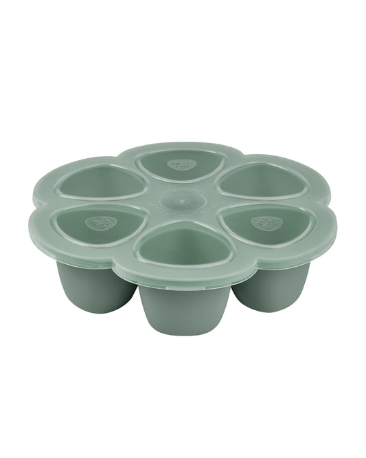 Beaba Silicone Multiportion Tray-Food Jar-Airtight Lid-Freezer & Microwave Safe-Sage Green