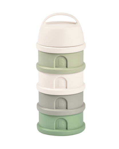 Beaba Stacked Milk Formula Container-Airtight Multifunctional Storage Container-Microwave Safe & Travel Friendly-Cotton & Sage Green