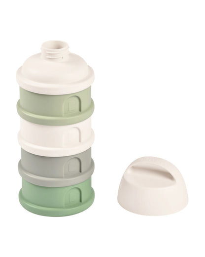 Beaba Stacked Milk Formula Container-Airtight Multifunctional Storage Container-Microwave Safe & Travel Friendly-Cotton & Sage Green