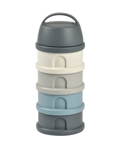 Beaba Stacked Milk Formula Container-Airtight Multifunctional Storage Container-Microwave Safe & Travel Friendly-Blue & Mineral Grey
