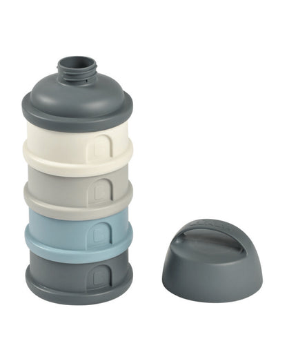 Beaba Stacked Milk Formula Container-Airtight Multifunctional Storage Container-Microwave Safe & Travel Friendly-Blue & Mineral Grey