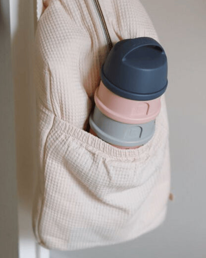 Beaba Stacked Milk Formula Container-Airtight Multifunctional Storage Container-Microwave Safe & Travel Friendly-Pink & Mineral Grey