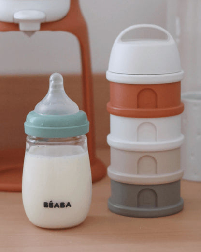 Beaba Stacked Milk Formula Container-Airtight Multifunctional Storage Container-Microwave Safe & Travel Friendly-Terracotta