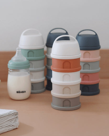 Beaba Stacked Milk Formula Container-Airtight Multifunctional Storage Container-Microwave Safe & Travel Friendly-Terracotta