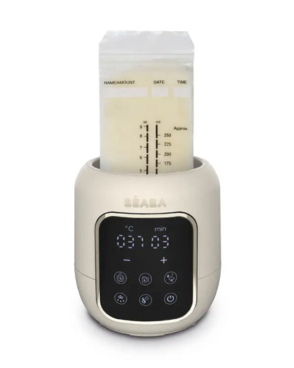 Beaba Multi Milk 5-in-1 Baby Bottle Warmer-Gentle Breast Milk Heating, Fast Steam Mode & Defrost-LED Display with Touch Screen & Adjustable Timer-Clay