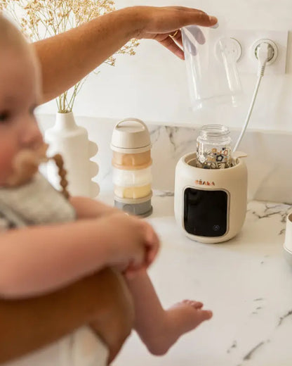 Beaba Multi Milk 5-in-1 Baby Bottle Warmer-Gentle Breast Milk Heating, Fast Steam Mode & Defrost-LED Display with Touch Screen & Adjustable Timer-Clay