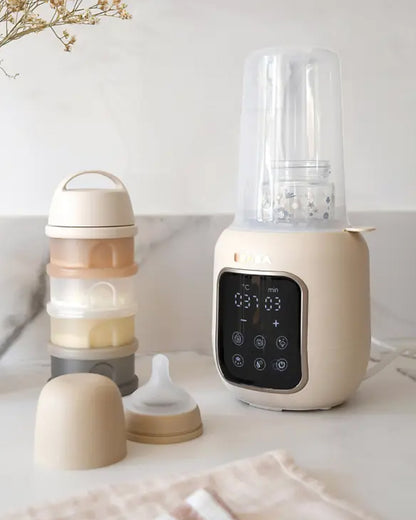 Beaba Multi Milk 5-in-1 Baby Bottle Warmer-Gentle Breast Milk Heating, Fast Steam Mode & Defrost-LED Display with Touch Screen & Adjustable Timer-Clay