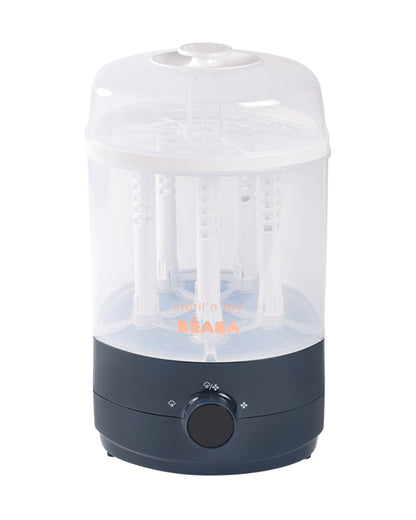 Beaba 2-in-1 Baby Bottle Sterilizer and Dryer-Fast 8 Minute Steam Sterilization with 3 Modes-Large Capacity for 6 Bottles & Accessories-Night Blue