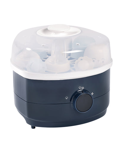 Beaba 2-in-1 Baby Bottle Sterilizer and Dryer-Fast 8 Minute Steam Sterilization with 3 Modes-Large Capacity for 6 Bottles & Accessories-Night Blue