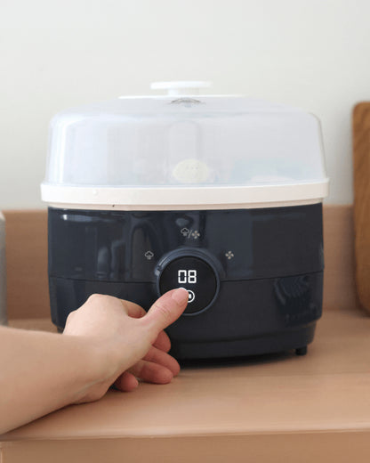 Beaba 2-in-1 Baby Bottle Sterilizer and Dryer-Fast 8 Minute Steam Sterilization with 3 Modes-Large Capacity for 6 Bottles & Accessories-Night Blue