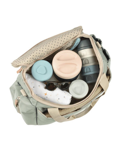 Beaba Sydney Baby Diaper Bag-Large Capacity Multi-Pocket Organizer with Changing Mat & Insulated Bottle Pouch-Sage Green