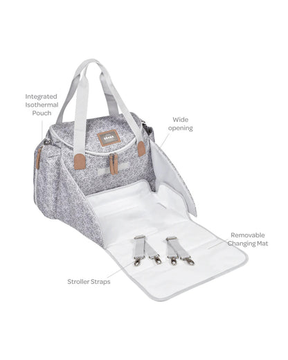 Beaba Sydney Baby Diaper Bag-Large Capacity Multi-Pocket Organizer with Changing Mat & Insulated Bottle Pouch-Jungle