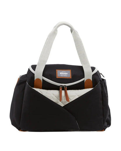Beaba Sydney Baby Diaper Bag-Large Capacity Multi-Pocket Organizer with Changing Mat & Insulated Bottle Pouch-Black