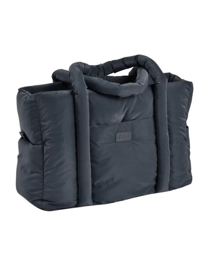 Beaba Paris Puffer Baby Diaper Bag-Large Capacity Multi-Pocket Organizer with Changing Mat & Insulated Bottle Pouch-Mineral Grey