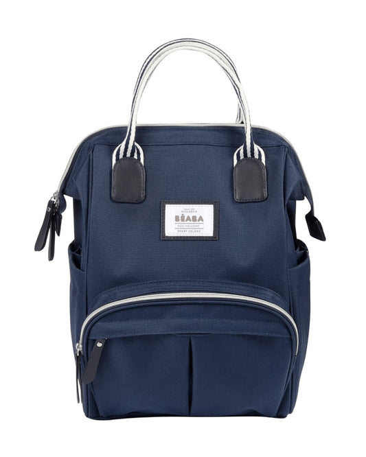 Beaba Wellington Baby Diaper Bag-Stylish Backpack with Large Capacity, Multiple Pockets, Changing Mat & Insulated Bottle Holder-Marina Blue