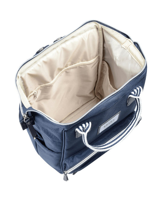 Beaba Wellington Baby Diaper Bag-Stylish Backpack with Large Capacity, Multiple Pockets, Changing Mat & Insulated Bottle Holder-Marina Blue