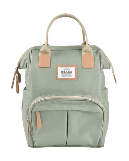 Beaba Wellington Baby Diaper Bag-Stylish Backpack with Large Capacity, Multiple Pockets, Changing Mat & Insulated Bottle Holder-Sage Green