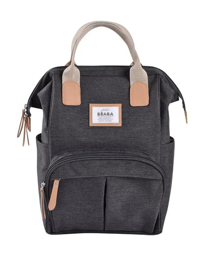 Beaba Wellington Baby Diaper Bag-Stylish Backpack with Large Capacity, Multiple Pockets, Changing Mat & Insulated Bottle Holder-Dark Grey