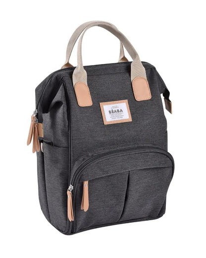 Beaba Wellington Baby Diaper Bag-Stylish Backpack with Large Capacity, Multiple Pockets, Changing Mat & Insulated Bottle Holder-Dark Grey