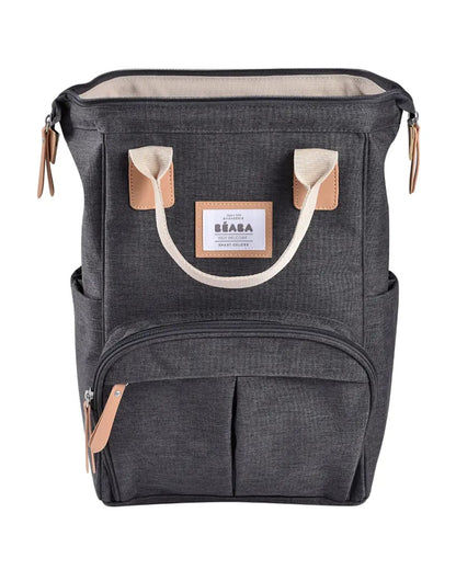 Beaba Wellington Baby Diaper Bag-Stylish Backpack with Large Capacity, Multiple Pockets, Changing Mat & Insulated Bottle Holder-Dark Grey