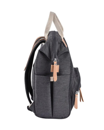 Beaba Wellington Baby Diaper Bag-Stylish Backpack with Large Capacity, Multiple Pockets, Changing Mat & Insulated Bottle Holder-Dark Grey