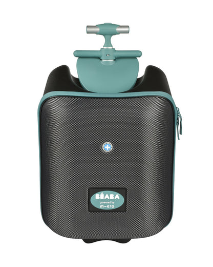 Beaba Ride On Trolley Carry On Luggage-Expandable Large Opening-Built in Seat for Kids-Black & Green