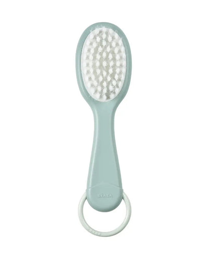 Beaba Baby Brush & Comb Set-Soft Nylon Bristle Brush & Gentle Comb with Easy-Grip Handle-Green Blue-0M+