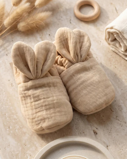PureCloth Beige Booties-Solid-100% Cotton-For Infants