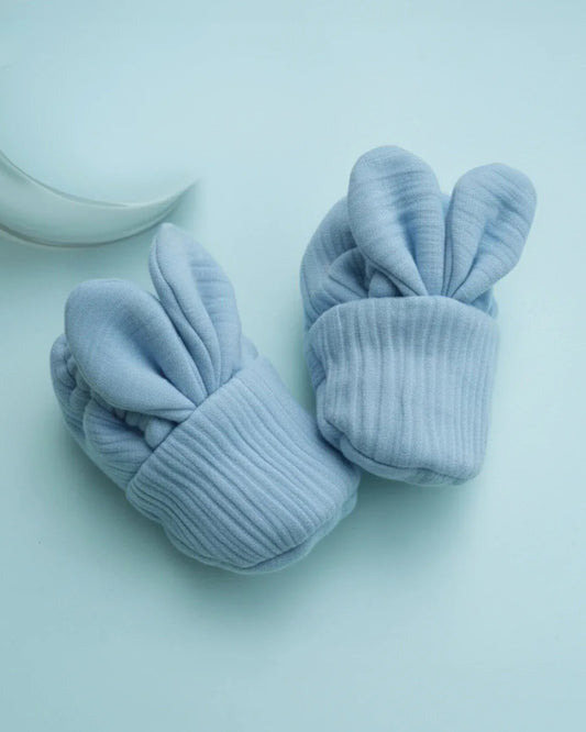 PureCloth Blue Booties-Solid-100% Cotton-For Infants