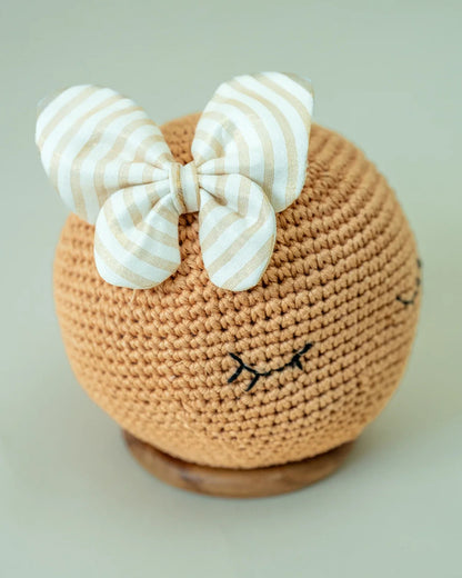 PureCloth Off White Hair Clip-Striped-Silk-For Infants