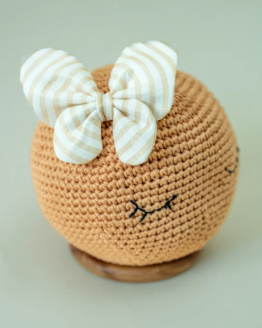PureCloth Off White Hair Clip-Striped-Silk-For Infants