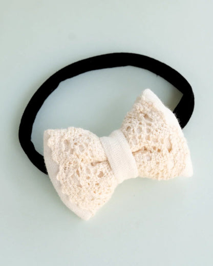 PureCloth Off White Headband-Solid Lace-Organic Cotton-For Infants