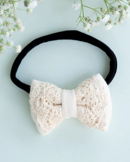 PureCloth Off White Headband-Solid Lace-Organic Cotton-For Infants