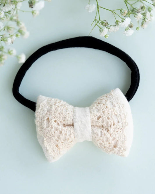 PureCloth Off White Headband-Solid Lace-Organic Cotton-For Infants