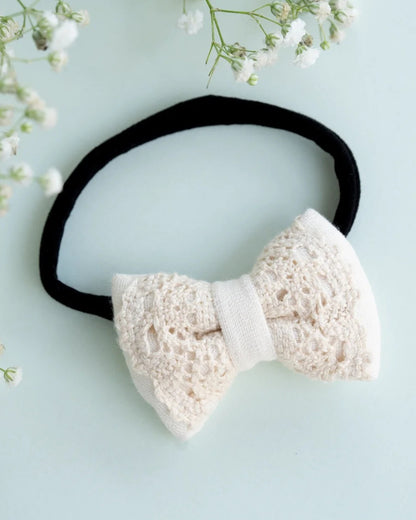 PureCloth Off White Headband-Solid Lace-Organic Cotton-For Infants