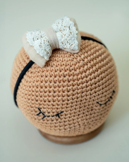 PureCloth Beige Headband-Solid Lace-Organic Cotton-For Infants