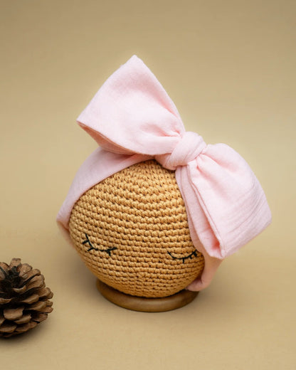 PureCloth Pastel Pink Headband-Solid-Muslin Cotton-For Infants