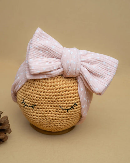 PureCloth Dusty Pink Headband-Polka Dots-Muslin Cotton-For Infants