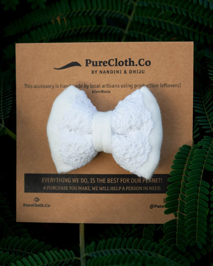PureCloth White Hair Clip-Solid Lace-Organic Cotton-For Infants