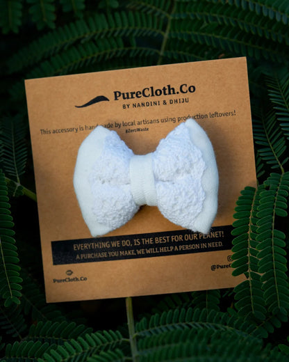 PureCloth White Hair Clip-Solid Lace-Organic Cotton-For Infants
