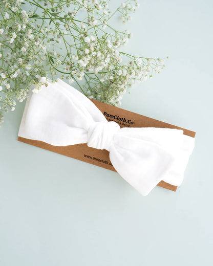 PureCloth White Headband-Solid-Muslin Cotton-For Infants