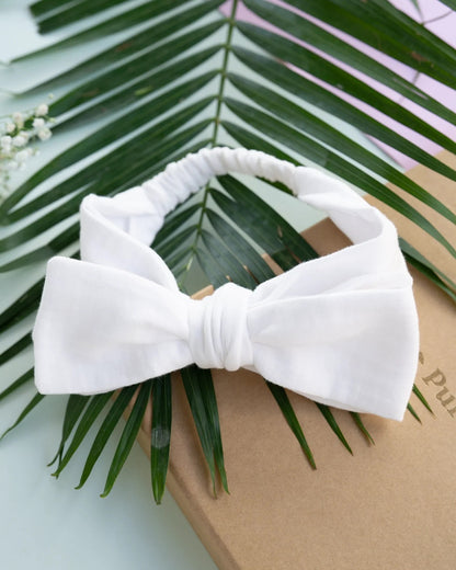 PureCloth White Headband-Solid-Muslin Cotton-For Infants